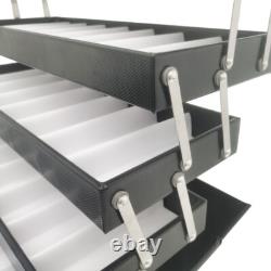 80 Pairs Foldable Eyeglasses Storage Cabinet Display Case with Lock PU Leather