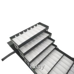 80 Pairs Foldable Eyeglasses Storage Cabinet Display Case with Lock PU Leather
