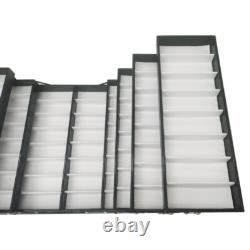 80 Pairs Foldable Eyeglasses Storage Cabinet Display Case with Lock PU Leather