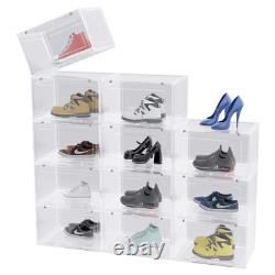 9/12Pack Clear Shoe Storage Box Plastic Sneaker Display Case Organizer Container