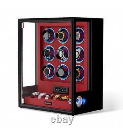 9+6 Automatic Watch Winder Fingerprint Watch Box Storage Display Case LED/RGB US