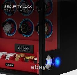 9+6 Automatic Watch Winder Fingerprint Watch Box Storage Display Case LED/RGB US