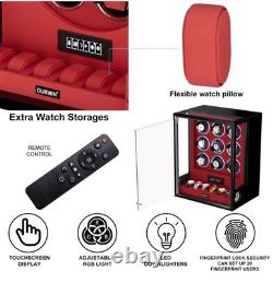 9+6 Automatic Watch Winder Fingerprint Watch Box Storage Display Case LED/RGB US