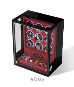 9+6 Automatic Watch Winder Fingerprint Watch Box Storage Display Case LED/RGB US