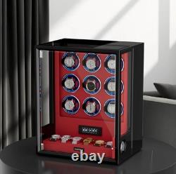9+6 Automatic Watch Winder Fingerprint Watch Box Storage Display Case LED/RGB US
