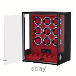 9+6 Automatic Watch Winder Fingerprint Watch Box Storage Display Case LED/RGB US