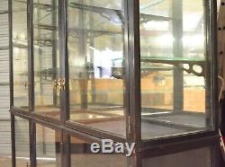 9' TALL Black Wood Glass DISPLAY Show Case STORE MERCANTILE Tomlinson Antiques