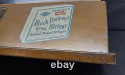 ANTIQUE ADVERTISING DISPLAY CASE Store Countertop Black Diamond Music Strings