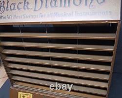 ANTIQUE ADVERTISING DISPLAY CASE Store Countertop Black Diamond Music Strings