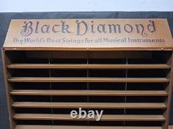 ANTIQUE ADVERTISING DISPLAY CASE Store Countertop Black Diamond Music Strings