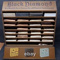 ANTIQUE ADVERTISING DISPLAY CASE Store Countertop Black Diamond Music Strings