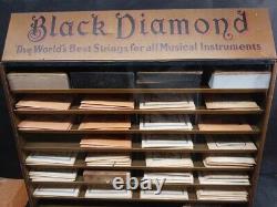 ANTIQUE ADVERTISING DISPLAY CASE Store Countertop Black Diamond Music Strings