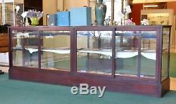 ANTIQUE American 12' DRUG STORE COUNTER Display Show Case Glass Mahogany Columns