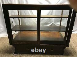 ANTIQUE WOOD GLASS COUNTRY STORE FRONT DISPLAY CASE SHOWCASE WithSHELVES & DRAWERS