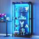 AODK Display Case with LED Lights, Display Cabinet with Glass Storage Shelves, 4