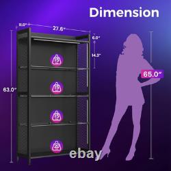 AODK Display Case with LED Lights, Display Cabinet with Glass Storage Shelves, 4