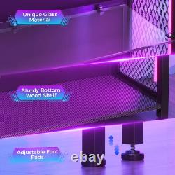 AODK Display Case with LED Lights, Display Cabinet with Glass Storage Shelves, 4