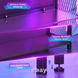 AODK Display Case with LED Lights, Display Cabinet with Glass Storage Shelves, 4