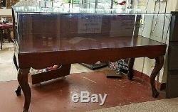 AWESOME Antique Display Case Mahogany with Storage Drawers, Lock & Lights 6