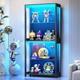 Aauro 4 Tier LED Glass Display Cabinet Curio Case Removable Shelves Black