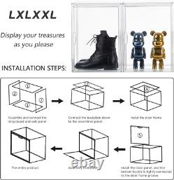Acrylic Box Display Case, Clear Plastic Stackable Storage Bins with Magnetic Att