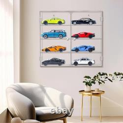 Acrylic Display Case 1/24 Diecast Model Cars 4 Levels 8 Slots Wall Mount Desktop