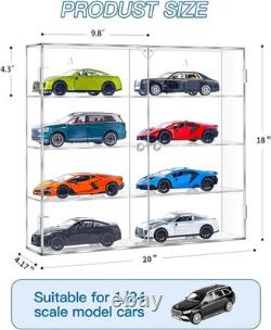Acrylic Display Case 1/24 Diecast Model Cars 4 Levels 8 Slots Wall Mount Desktop