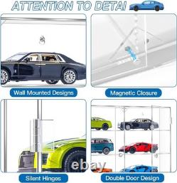 Acrylic Display Case 1/24 Diecast Model Cars 4 Levels 8 Slots Wall Mount Desktop