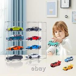 Acrylic Display Case 1/24 Diecast Model Cars 4 Levels 8 Slots Wall Mount Desktop