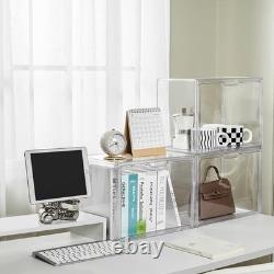 Acrylic Display Case Clear Stackable Storage Bins with Magnetic Lid 5 Pack