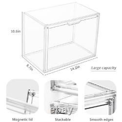 Acrylic Display Case Clear Stackable Storage Bins with Magnetic Lid 5 Pack