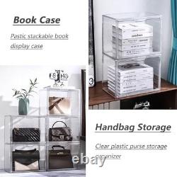 Acrylic Display Case Clear Stackable Storage Bins with Magnetic Lid 5 Pack