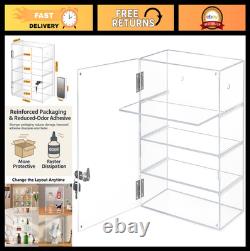 Acrylic Display Case with Lock Secure Storage for Figures, Collectibles & Jewe