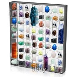 Acrylic Rock Display Case Adjustable 72 Grids Mirrored Crystal Display Cabinet