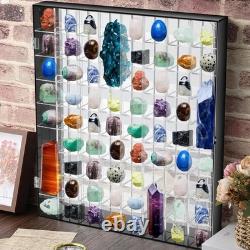 Acrylic Rock Display Case Adjustable 72 Grids Mirrored Crystal Display Cabinet