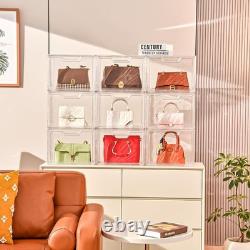 Acrylic Stackable Storage Bins With Lids Clear Display Case Collectibles Handbags