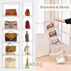 Acrylic Stackable Storage Bins With Lids Clear Display Case Collectibles Handbags