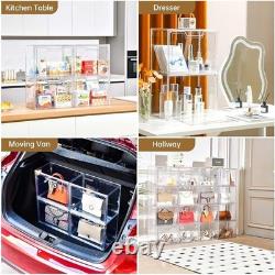 Acrylic Stackable Storage Bins With Lids Clear Display Case Collectibles Handbags