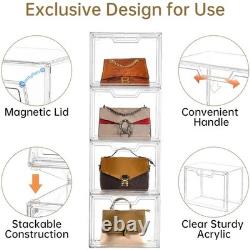 Acrylic Stackable Storage Bins With Lids Clear Display Case Collectibles Handbags