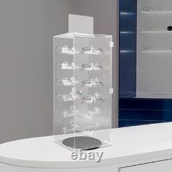 Acrylic Sunglasses Organizer Rotating Lockable Sunglass Display Case Clear