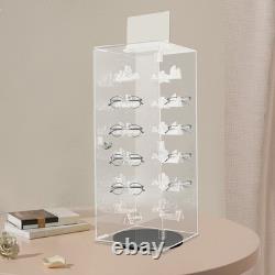 Acrylic Sunglasses Organizer Rotating Lockable Sunglass Display Case Clear