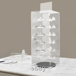 Acrylic Sunglasses Organizer Rotating Lockable Sunglass Display Case Clear
