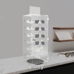 Acrylic Sunglasses Organizer Rotating Lockable Sunglass Display Case Clear