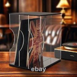 Acrylic Vinyl Record Storage Display Case, Albums Holder Stand, Black with Cl