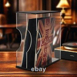 Acrylic Vinyl Record Storage Display Case, Albums Holder Stand, Black with Cl