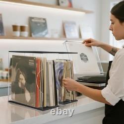 Acrylic Vinyl Record Storage Display Case, Albums Holder Stand, Black with Cl
