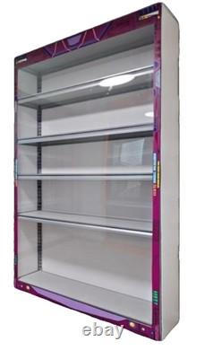 Action Figure Display Cabinet Custom Statue 5 Tier Acrylic Magnetic Purple White