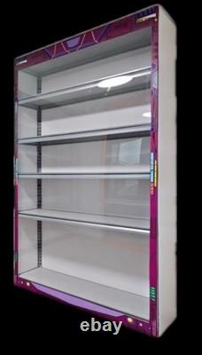 Action Figure Display Cabinet Custom Statue 5 Tier Acrylic Magnetic Purple White