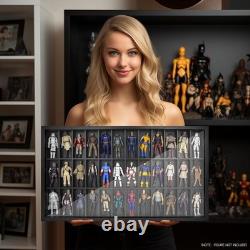 Action Figure Display Case 3.75 Figurine Toy Shelf Showcase Wood 36 Pcs Holder