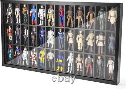 Action Figure Display Case 3.75 Figurine Toy Shelf Showcase Wood 36 Pcs Holder